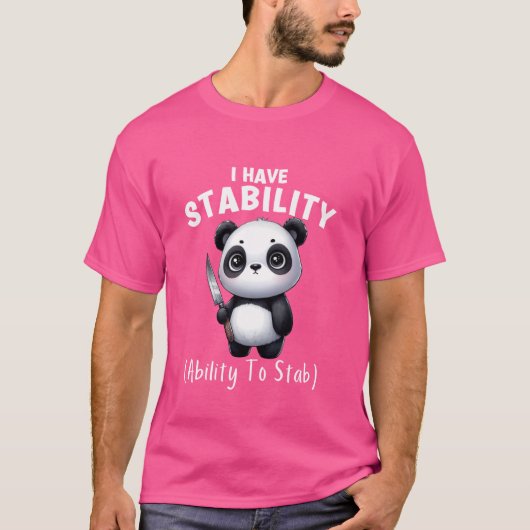 パンダおもしろいー私は安定して刺す能力を持っている Tシャツ (正面)