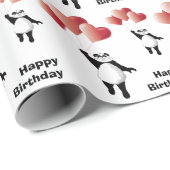 パンダおよびブランデーグラス ラッピングペーパー (ロールコーナー)