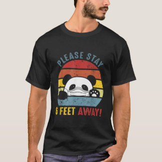 パンダからの注意: 6フィートの距離を保ってください ソーシャルディスタンス Tシャツ