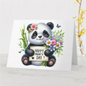 パンダかわいらしベアーマザーズデイカード カード (黄色い花)