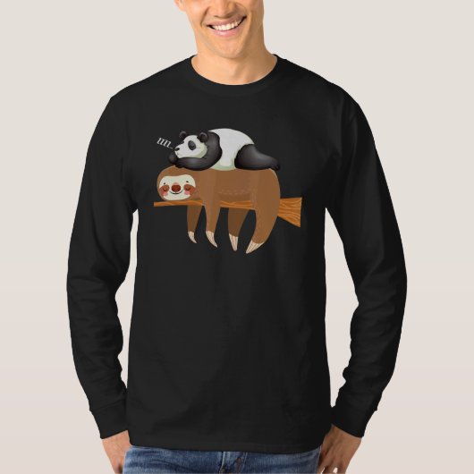 パンダがスロッスで眠るデザイン Tシャツ (正面)