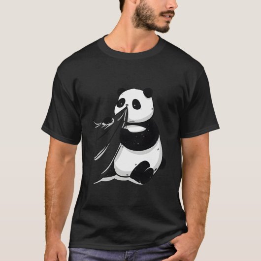 パンダがママのテーブルで鼻をかむ Tシャツ (正面)