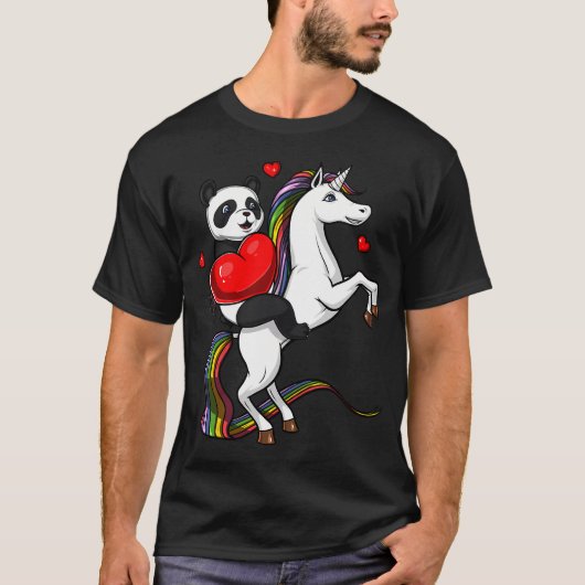 パンダがユニコーンに乗る Tシャツ (正面)
