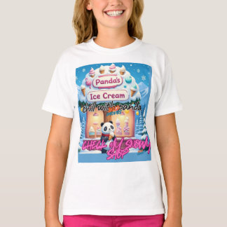 パンダが冬のワンダーランドで大胆な一歩を踏み出す Tシャツ