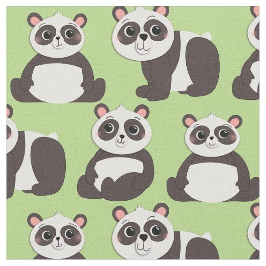 パンダが可愛い子どもを育てる ファブリック (クローズアップ)