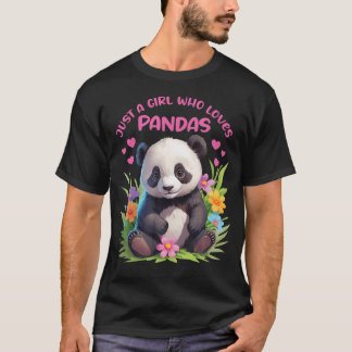 パンダが大好きな女の子のデザイン Tシャツ