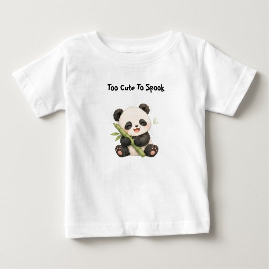 パンダが竹を食べるキッズTシャツ ベビーTシャツ (正面)