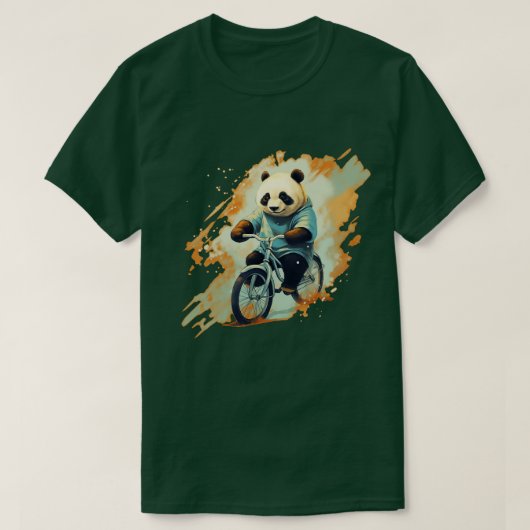 パンダが自転車に乗る Tシャツ (デザイン正面)