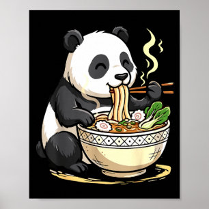 パンダが面白いラーメン noodles を食べる ポスター