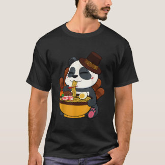 パンダが食べるラ感恩祭の日日本の食べ物ファル Tシャツ