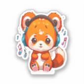 パンダがKポップ音楽を聴く シール (正面)