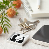 パンダくまくまのカスタムは記念日を個人化します キーホルダー (側面)