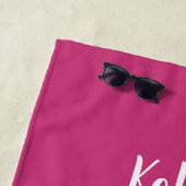 パンダくまのかわいいのパーソナライズな子供の明るいピンク ビーチタオル (インサイチュ)