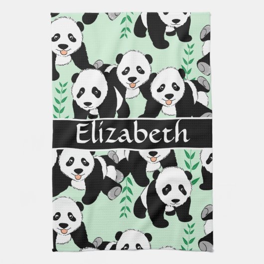 パンダくまのグラフィックは個人化なります キッチンタオル (縦)