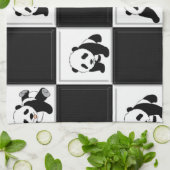 パンダくまのデザイン キッチンタオル (折り畳み)