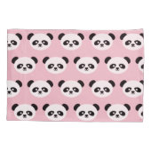 パンダくまの動物のかわいいの子供のパーソナライズなピンク 枕カバー (裏面)