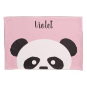 パンダくまの動物のかわいいの子供のパーソナライズなピンク 枕カバー (正面)