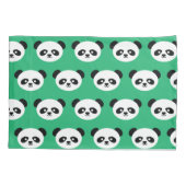 パンダくまの動物のかわいいの子供のパーソナライズな緑 枕カバー (裏面)