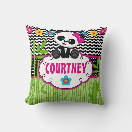 パンダくまの動物のモノグラムの装飾用クッション クッション (正面)