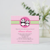 パンダくまの女の子のベビーシャワーの招待状 招待状 (スタンド正面)