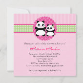 パンダくまの女の子のベビーシャワーの招待状 招待状 (正面)