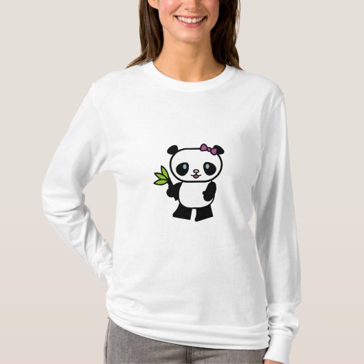 パンダくまレディースフード付 Tシャツ (正面)