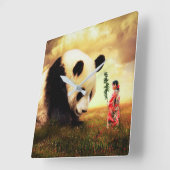 パンダくま スクエア壁時計 (傾斜)