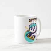 パンダすごいスケートボード長袖 コーヒーマグカップ (正面右)