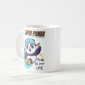 パンダすごいスケートボード長袖 コーヒーマグカップ (正面左)