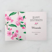 パンダとさくらんぼ花カスタム誕生日カード カード (内部)