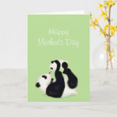 パンダとカッブマザーズデイカード カード (黄色い花)