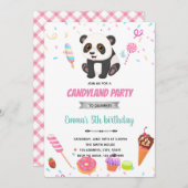 パンダとキャンディの誕生日テーマ招待状 招待状 (正面/裏面)
