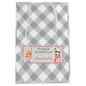 パンダとクマカスタマイズの文字と名前 ミディアムペーパーバッグ (正面)