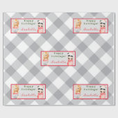 パンダとクマカスタマイズの文字と名前 ラッピングペーパー (フラット)