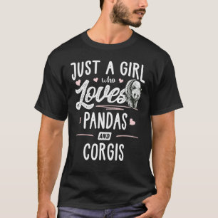 パンダとコーギーが好きな女の子 女性 Tシャツ