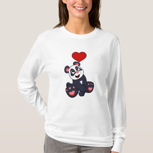 パンダとハート Tシャツ (正面)