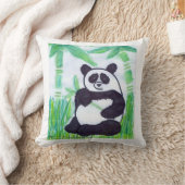 パンダとバンブーアメリカンの毛上枕 クッション (ブランケット)