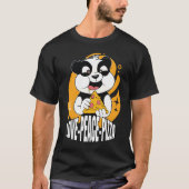 パンダとピザメンズブラック Tシャツ (正面)