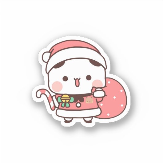 パンダとブラウニーのクマのカップル、メリークリスマス シール (正面)