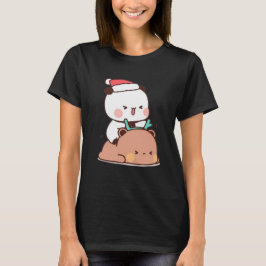 パンダとブラウニーのクマのカップル、メリークリスマス Tシャツ
