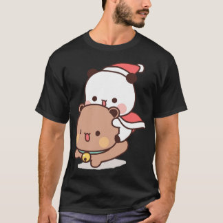 パンダとブラウニーのクマのカップル,陽気なクリスマス法 Tシャツ
