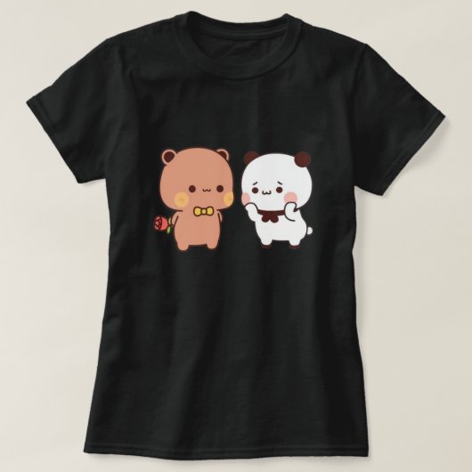 パンダとブラウニーベアカップル Tシャツ (デザイン正面)