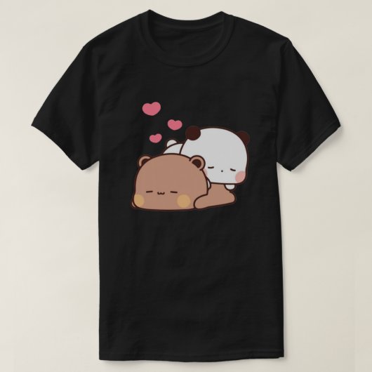 パンダとブラウニーベアカップル Tシャツ (デザイン正面)