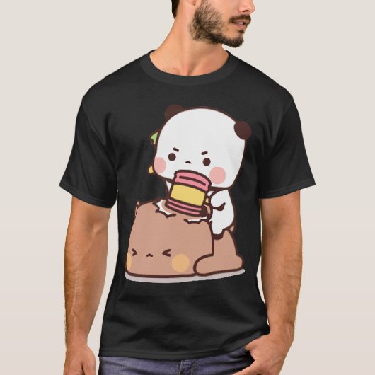 パンダとブラウニーベアカップル Tシャツ (正面)
