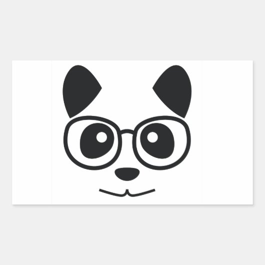パンダとメガネ 長方形シール (正面)