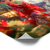 パンダと一緒に竹林にいるコミックガール ポスター (角)