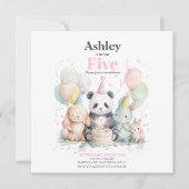 パンダと友人の誕生日とパーティの招待状 (正面)