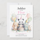 パンダと友人の誕生日とパーティの招待状 招待状 (正面)