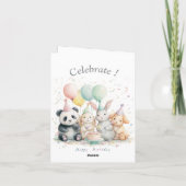 パンダと友人の誕生日カード 招待状 (裏面)