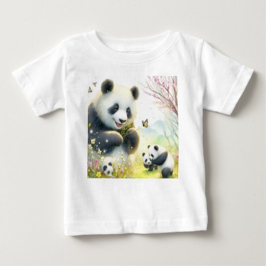 パンダと子どもたち ベビーTシャツ (正面)